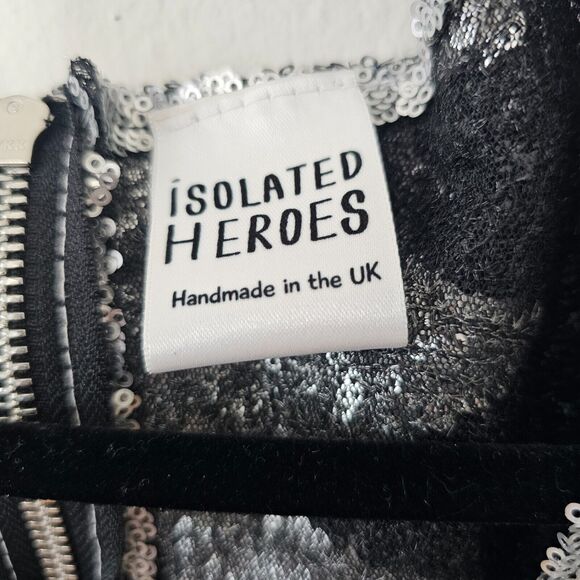 Isolated Heroes Handmade In The UK Black & Silver Sequin Mesh Maxi Dress Large - Picture 3 of 11